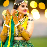 Customized dulhaniya handmade designer necklace set hathphool earrings | Floral jewellery set | seashell jewellery | Haldi Baby Shower Mehandi Godbharai gift set for her Bride - BBD GIFTS